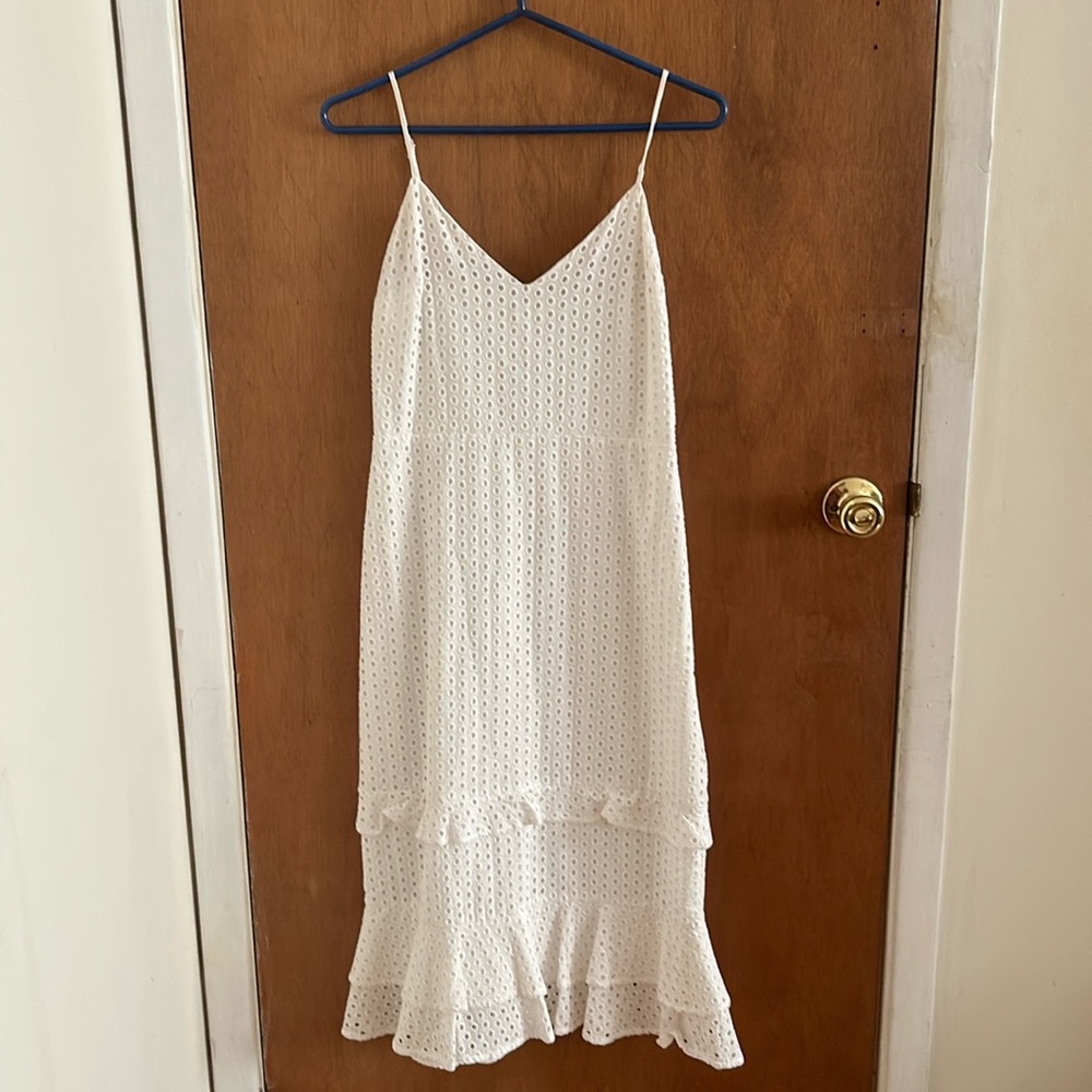 Express Midi White Patterned Dress